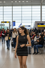 Go Devil Women's Black Striped Bodycon Dress – Sleeveless Ribbed Mini Dress