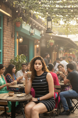 Go Devil Women's Black Striped Bodycon Dress – Sleeveless Ribbed Mini Dress