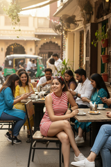 Go Devil Women's Red Striped Bodycon Dress – Sleeveless Ribbed Mini Dress