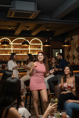 Go Devil Women's Red Striped Bodycon Dress – Sleeveless Ribbed Mini Dress