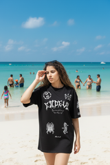 Go Devil Women's Cotton Oversized Black Graphic T-Shirt