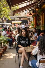 Go Devil Women's Cotton Oversized Black Graphic T-Shirt