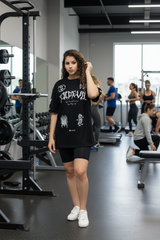 Go Devil Women's Cotton Oversized Black Graphic T-Shirt