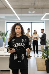 Go Devil Women's Cotton Oversized Black Graphic T-Shirt