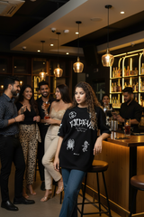 Go Devil Women's Cotton Oversized Black Graphic T-Shirt