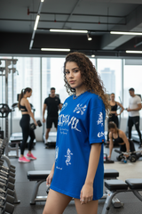 Go Devil Women's Cotton Oversized Blue Graphic T-Shirt