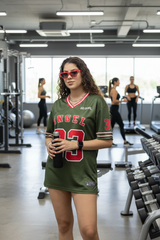 Go Devil ANGEL 33 Varsity Jersey Tee – Military Green & Red Edition