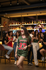 Go Devil ANGEL 33 Varsity Jersey Tee – Military Green & Red Edition