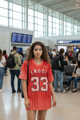 Go Devil ANGEL 33 Pinstripe Jersey Tee – Fire Red Edition