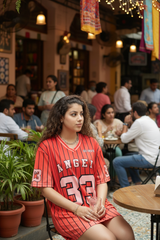 Go Devil ANGEL 33 Pinstripe Jersey Tee – Fire Red Edition