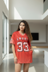 Go Devil ANGEL 33 Pinstripe Jersey Tee – Fire Red Edition