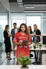 Go Devil ANGEL 33 Pinstripe Jersey Tee – Fire Red Edition