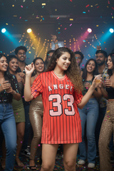 Go Devil ANGEL 33 Pinstripe Jersey Tee – Fire Red Edition