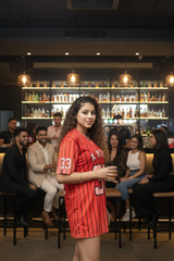 Go Devil ANGEL 33 Pinstripe Jersey Tee – Fire Red Edition