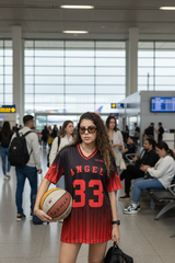 Go Devil ANGEL 33 Ombre Pinstripe Jersey Tee – Black & Red Fade Edition