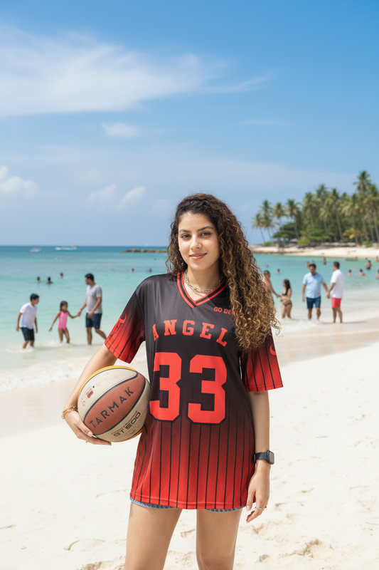 Go Devil ANGEL 33 Ombre Pinstripe Jersey Tee – Black & Red Fade Edition