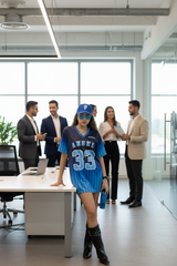 Go Devil ANGEL 33 Ombre Pinstripe Jersey Tee – Black & Blue Fade Edition