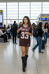 Go Devil ANGEL 33 Printed Deep Maroon Oversized Jersey T-shirt For Women's