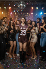 Go Devil ANGEL 33 Printed Deep Maroon Oversized Jersey T-shirt For Women's