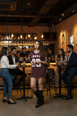 Go Devil ANGEL 33 Printed Deep Maroon Oversized Jersey T-shirt For Women's