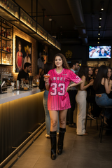 Go Devil ANGEL 33 Printed Pink Oversized Jersey T-shirt For Women's