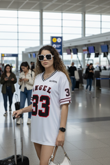 Go Devil ANGEL 33 (In Black) Printed White Oversized Jersey T-shirt For Women's