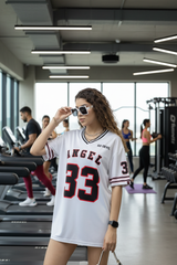 Go Devil ANGEL 33 (In Black) Printed White Oversized Jersey T-shirt For Women's