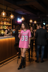 Go Devil ANGEL 33 (In White) Printed Light Pink Oversized Jersey T-shirt For Women's