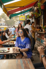 Go Devil ANGEL 33 Printed Blue Oversized Jersey T-shirt For Women's