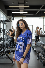 Go Devil ANGEL 33 Printed Blue Oversized Jersey T-shirt For Women's