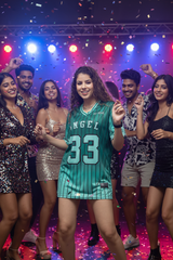 Go Devil ANGEL 33 Printed Aqua Green Oversized Jersey T-shirt For Women's