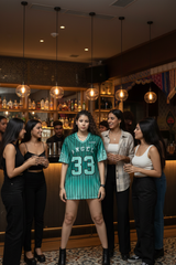 Go Devil ANGEL 33 Printed Aqua Green Oversized Jersey T-shirt For Women's