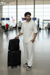 Go Devil White Textured T-Shirt With Pant Co-Ord Set For Men