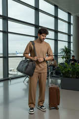 Go Devil Brown Textured T-Shirt With Pant Co-Ord Set For Men
