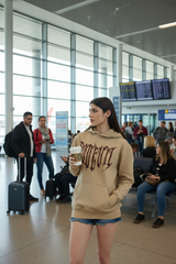 Designer Go Devil Printed Beige Hoodie for Women