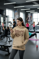 Designer Go Devil Printed Beige Hoodie for Women