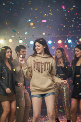 Designer Go Devil Printed Beige Hoodie for Women