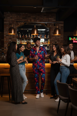 Colourful Skull Printed Shirt With Pant Co-Ord Set For Men