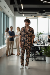 Golden Skull Printed Black Shirt With Pant Co-Ord Set For Men