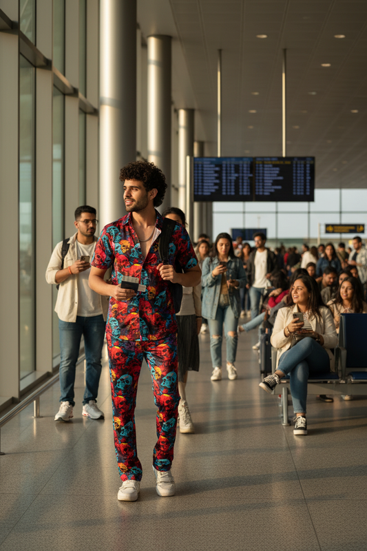 Colourful Skull Printed Shirts With Pant Co-Ord Set For Men