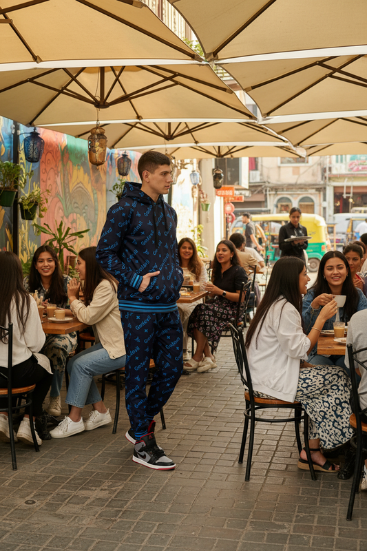 Go Devil All Over Print Printed  Blue Cord Set for Men