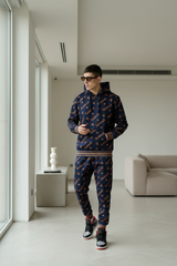 Go Devil All Over Print Orange Dark Blue Cord Set for Men