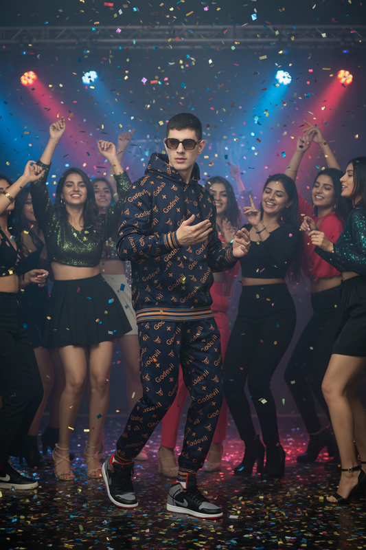 Go Devil All Over Print   Orange Dark Blue Cord Set for Men