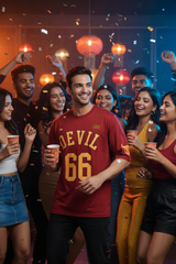 Devil Signature Jersy 66 Printed Burgundy & Yellow for Men
