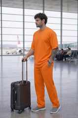 Go Devil Orange Modern Relaxed Fit Co-Ord Set For Men