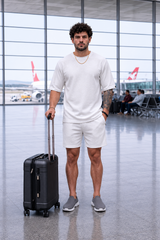 Go Devil White Textured T-Shirt With Short Co-Ord Set For Men