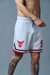 66 Printed White Polyester Shorts for Men - Go Devil