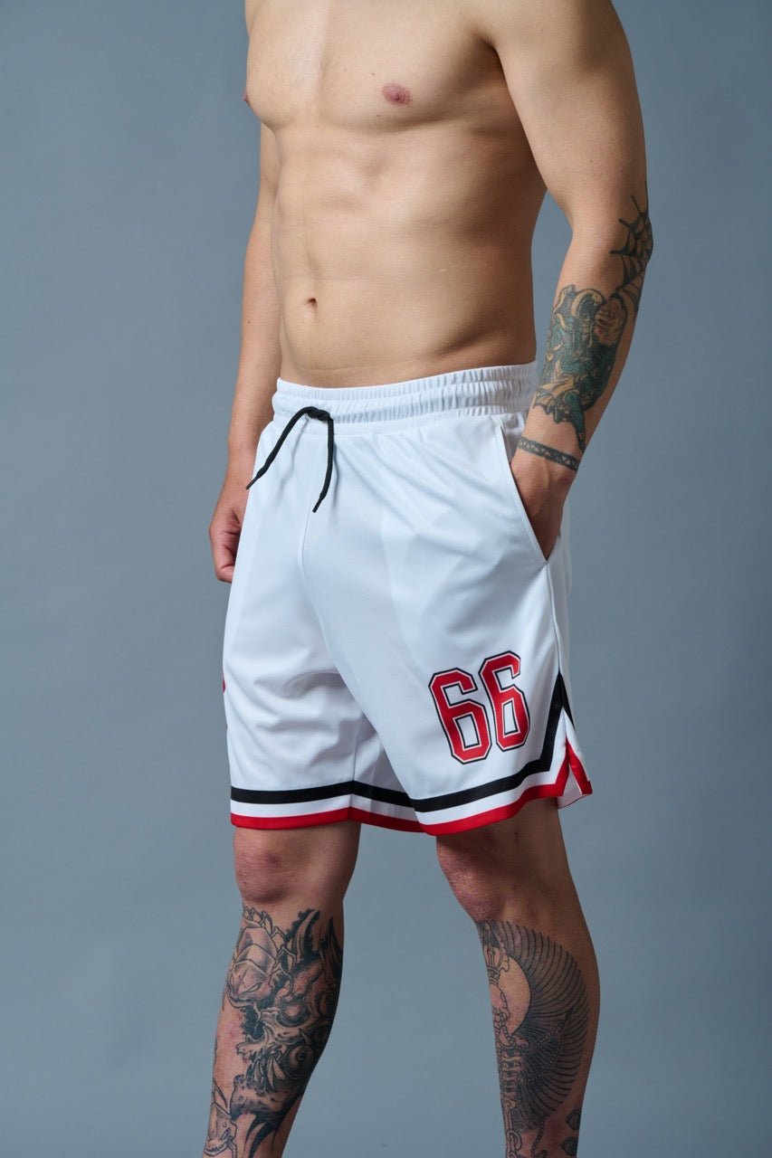 66 Printed White Polyester Shorts for Men - Go Devil