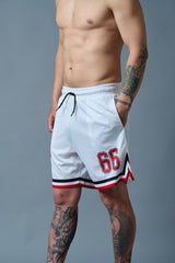 66 Printed White Polyester Shorts for Men - Go Devil