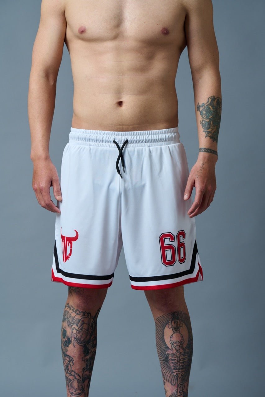 66 Printed White Polyester Shorts for Men - Go Devil